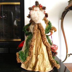 Vintage 23"' tall Gold & Cream Victorian/Old World Santa Tree Topper
